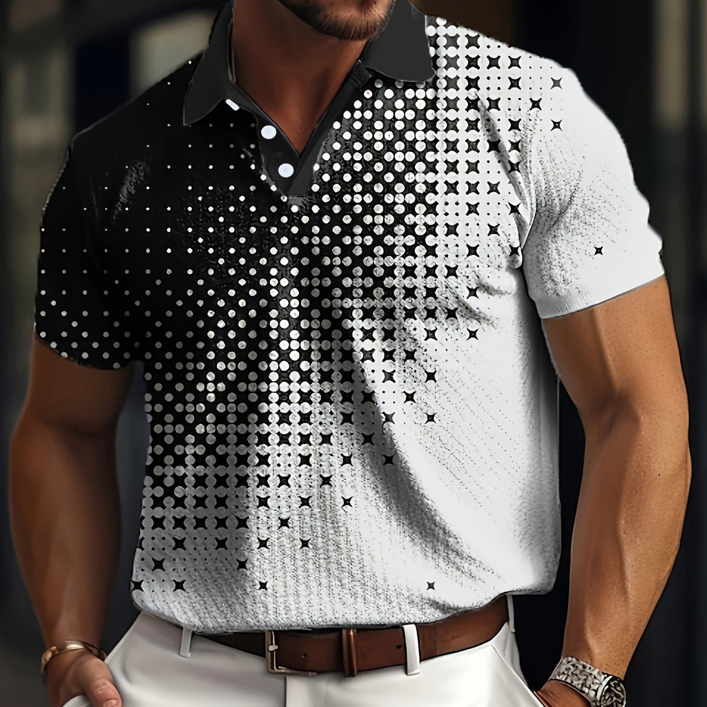 Men's Gradient Short Sleeve Golf Shirts - Casual Regular Fit Summer