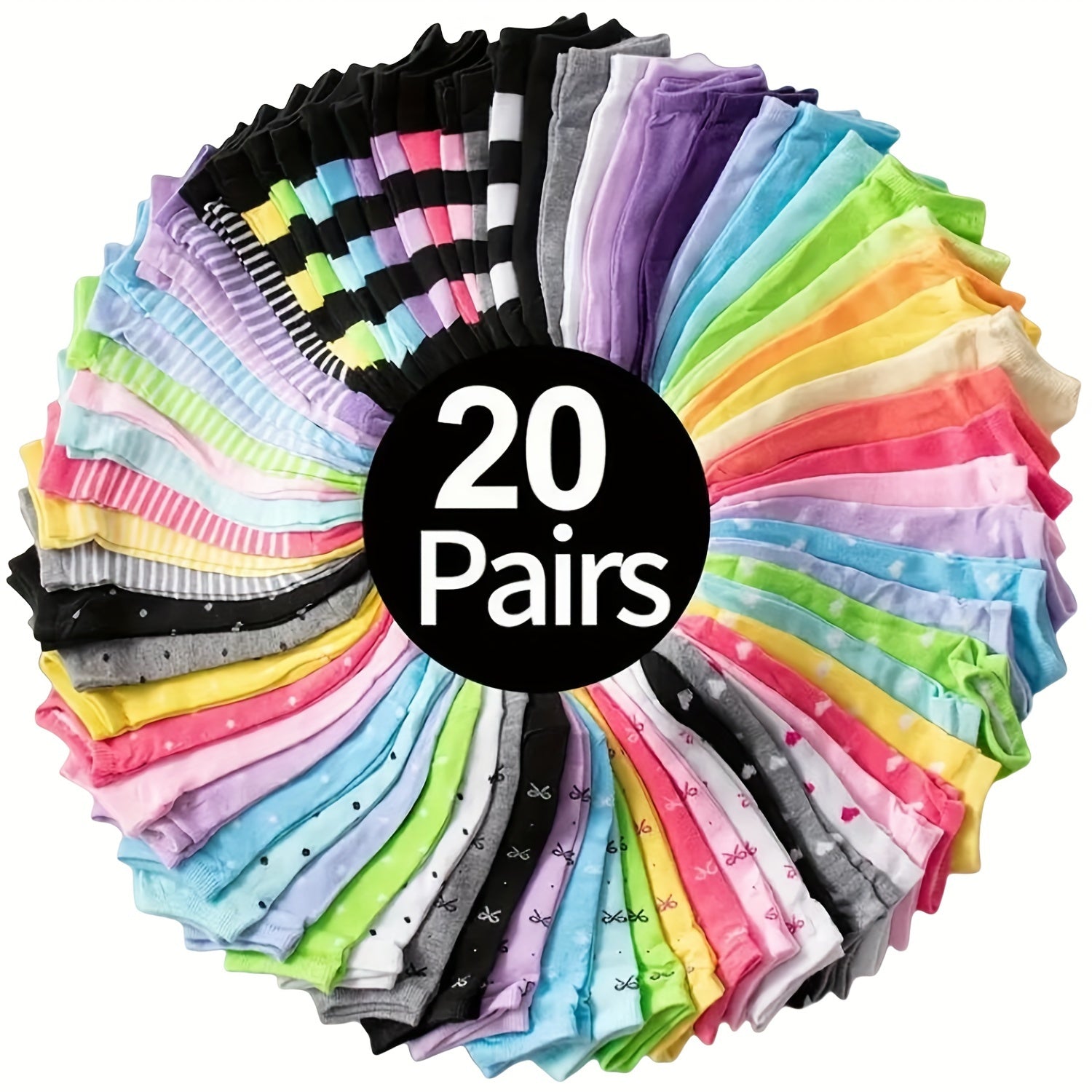 20pairs Random Color Teenager's Fashion Cute Pattern Low-cut Socks, Comfy & Breathable Soft & Elastic Thin Socks For Spring And Summer - The Superior Findings Depot