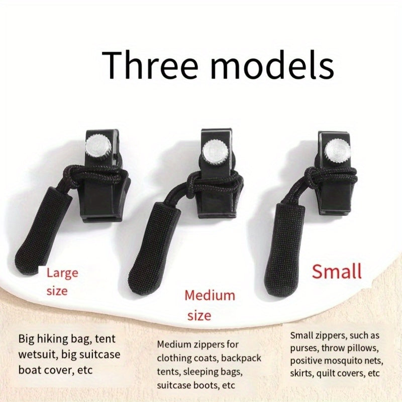 Set of 6 Universal Black Zipper Replacements - Detachable No Sewing