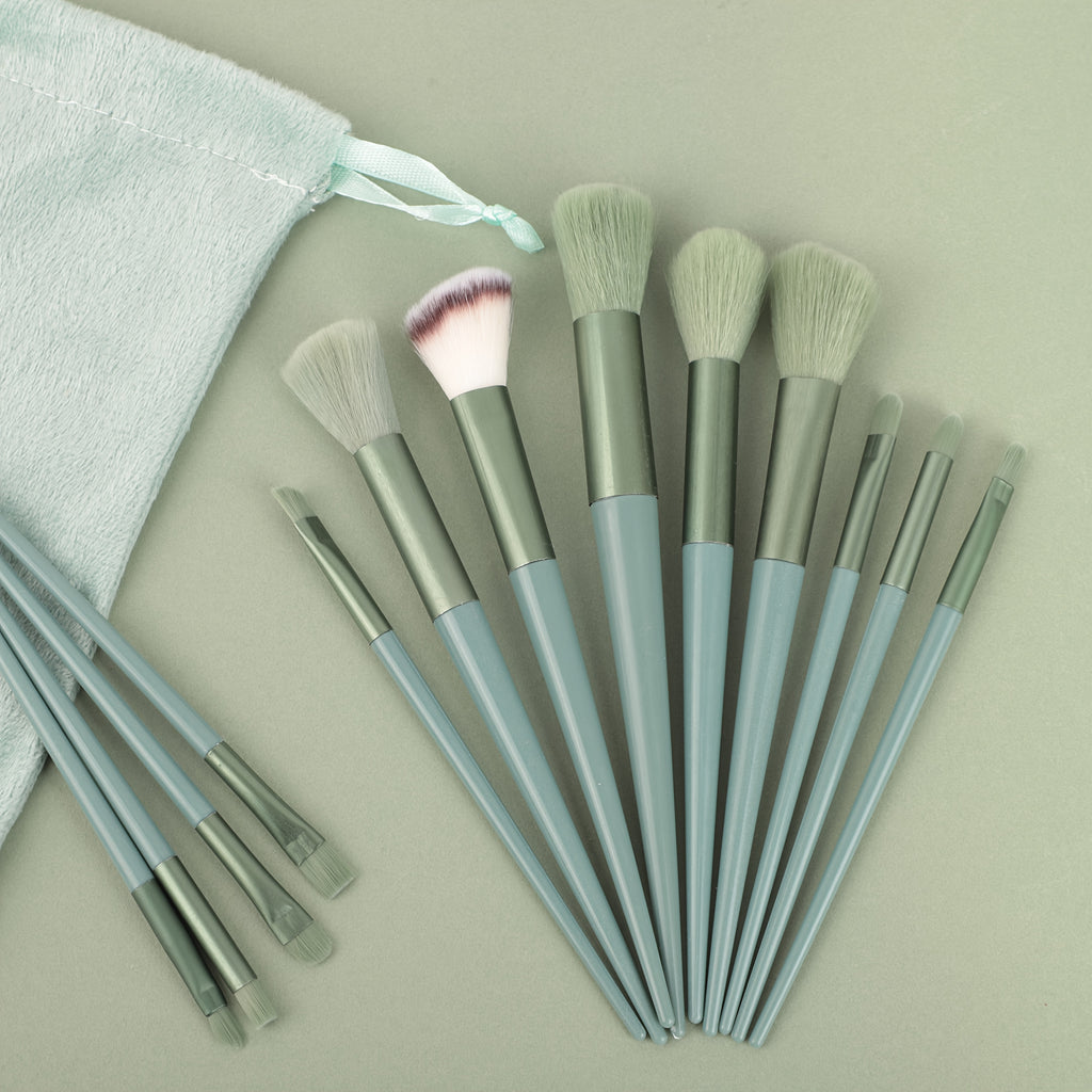 Luxurious 13pcs Golden Makeup Brush Set Includes Perfect Soft Pouch - Premium Pinkish Hue Cosmetic Implements with High-Quality Fibers for Flawless Application, Portable Case - The Superior Findings Depot