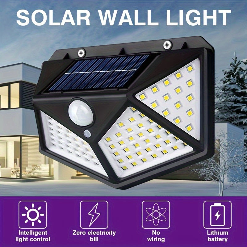 New 100LED wall sensor light, intelligent light sensor, solar charging, brightness automatic adjustment, outdoor solar sensor light, four side luminous human sensor wall light - The Superior Findings Depot