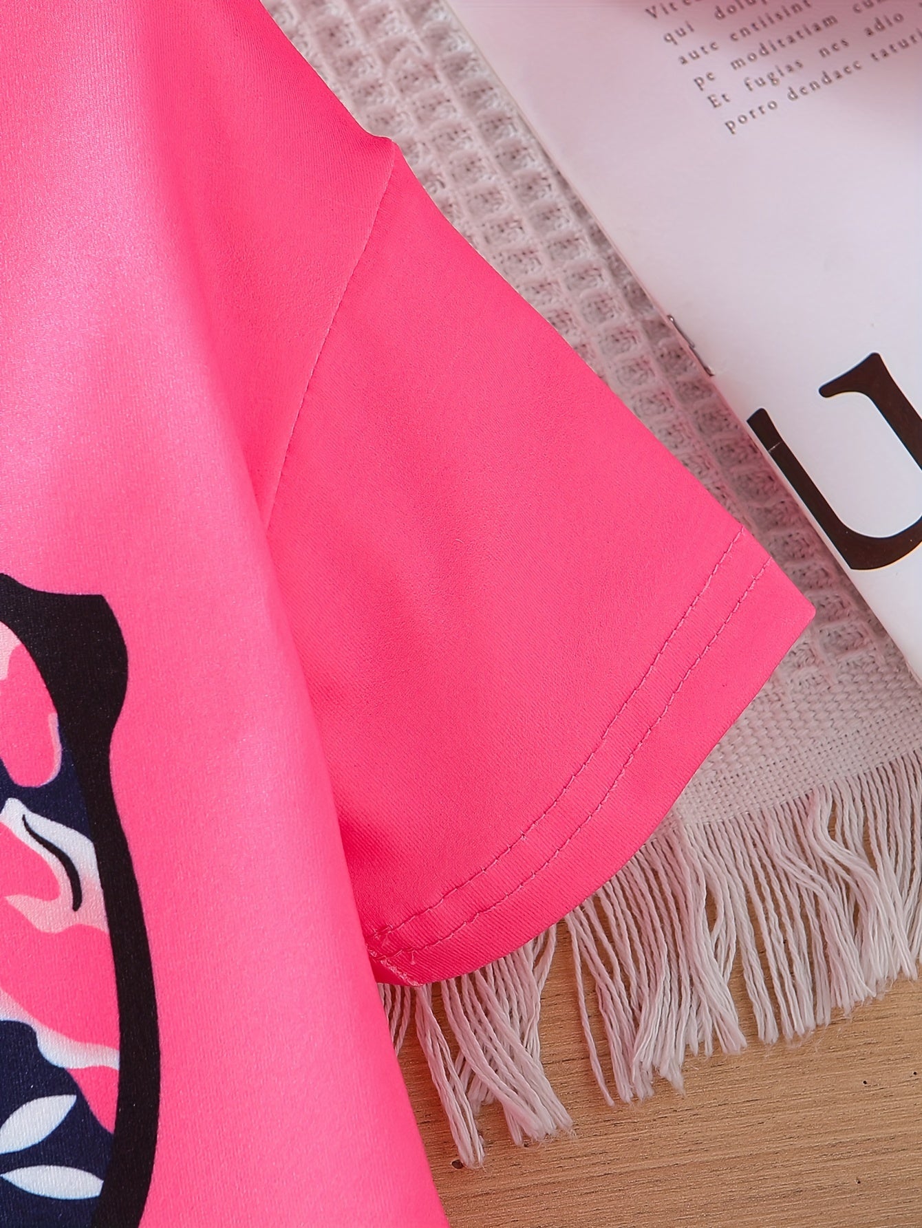 2pcs Girls' Clothing Party Slogan Large Glasses Print Pattern Drop Shoulder Irregular Hem Design Loose Short Sleeve T-Shirt + Floral Print Skinny Nine-Tenths Bottoms Set Girls' Summer Outfit Holiday Gift Girls' Fashion Casual - The Superior Findings Depot