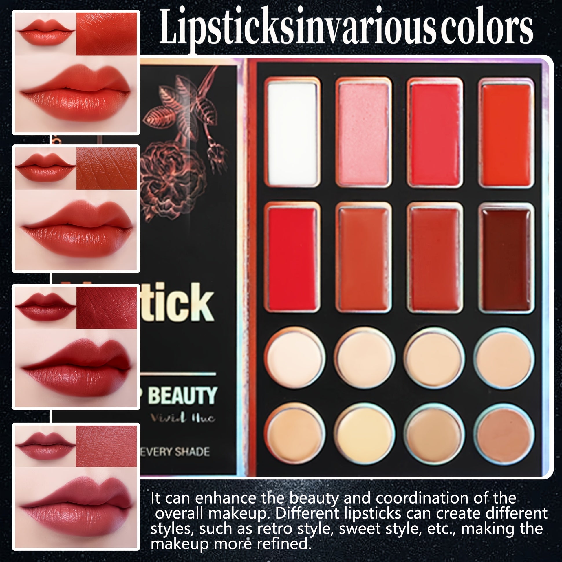 4-Page Makeup Palette, 55 Colors: 24 Eyeshadow Shades (Matte & Glitter), 6 Lip Colors, 9 Contour & Concealer Shades, 6 Highlighter & Eyeshadow Palettes in Berry, Pink, Purple, Red, Golden - Perfect Gift for Women on Special O - The Superior Findings Depot