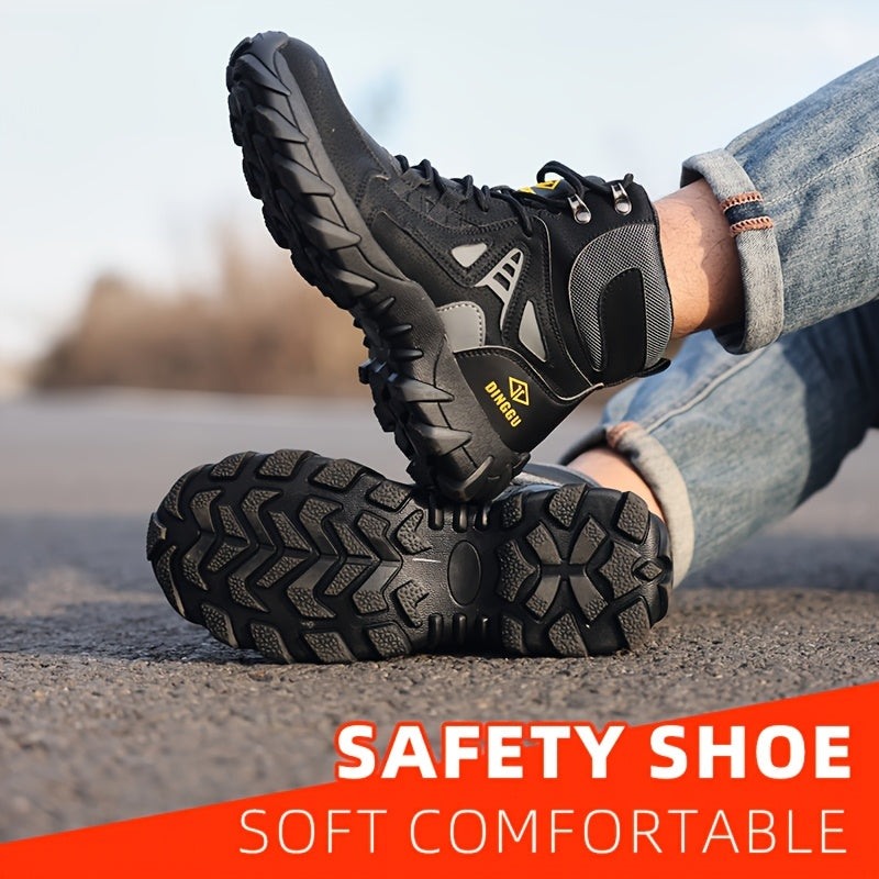 Men's Steel Toe Puncture-Proof Anti-Skid Work Boots with Kevlar-Reinforced Midsole & Breathable - Slip-Resistant Rubber Sole, All-Season Comfort for Industrial Construction & Outdoor Safety Shoes, Steel Toe Boots, Sleek Profe - The Superior Findings Depot