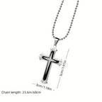 Stylish Cross Pendant Necklace - Cool Multi-Layered Design in 201 Stainless Steel Square Chain - Suitable for Women and Men's Daily Wear, Classic Jewelry Accessory for Outfits, Holidays, Valentine's Day, Mother's Day, Birthda - The Superior Findings Depot