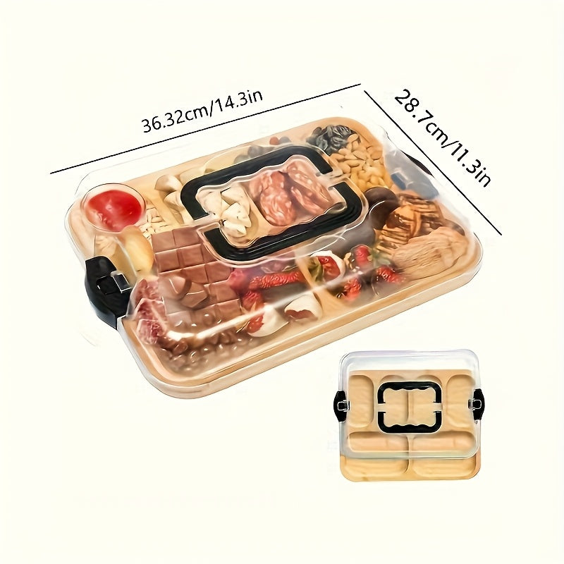 1pc Cheese Tray with Transparent Acrylic Cover | Portable Deli Platter for Camping, Parties, Restaurants | Ideal for Holiday Appetizers, Delicatessen and Snack Serving, Backs as Cutting Board, Party Snack Organizer, Safe Snap - The Superior Findings Depot