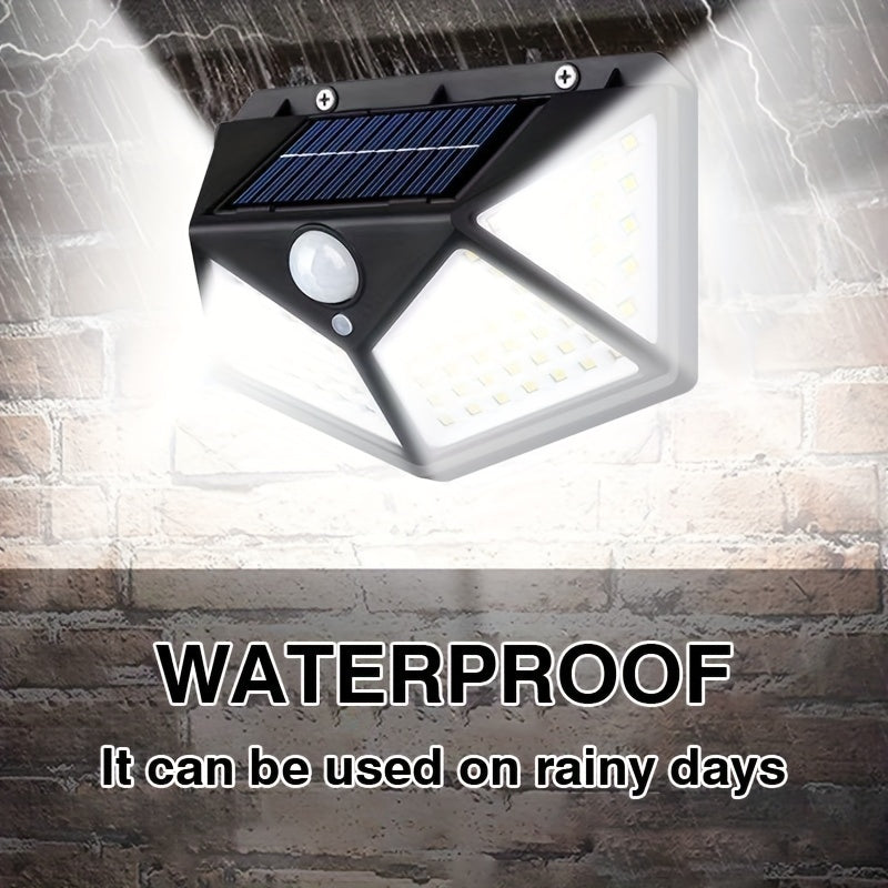 New 100LED wall sensor light, intelligent light sensor, solar charging, brightness automatic adjustment, outdoor solar sensor light, four side luminous human sensor wall light - The Superior Findings Depot