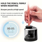 [Electric Pencil Sharpener] Electric Pencil Sharpener | Automatic with Auto-Stop & Lead Breakage - Desktop Sharpener for Office, No Needed, Compact Design, Sharpens Pencils in Seconds, Supplies, Sleek Style, Waste Container - The Superior Findings Depot