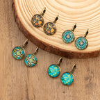 Vintage Ethnic Floral Print Round Dangle Earrings Copper Jewelry Exquisite Gift For Women Girls - The Superior Findings Depot