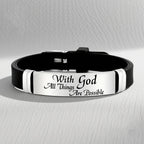 Stainless Steel Silicone Bracelet, Personal Faith Accessory, Elegant Font Design, 'With You, Anything is Possible', 202 - The Superior Findings Depot