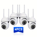4pcs APP Compatible 1080P HD WiFi Security Cameras with PTZ, Dual Audio, LED Night Vision, Motion Detection Alarm, Wall-Mounted, Indoor/Outdoor Use, Non-Waterproof, 2MP Color - The Superior Findings Depot