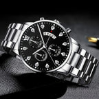 4pcs Men's Cool Trendy Silvery Watch + Chain Accessory Set, Quartz Movement, Zinc Alloy Case & Strap, Electronic Drive, Non-Rechargeable Battery, Round Dial, Pointer Display, Sports Style, Suitable for Him on Anniversary Birt - The Superior Findings Depot