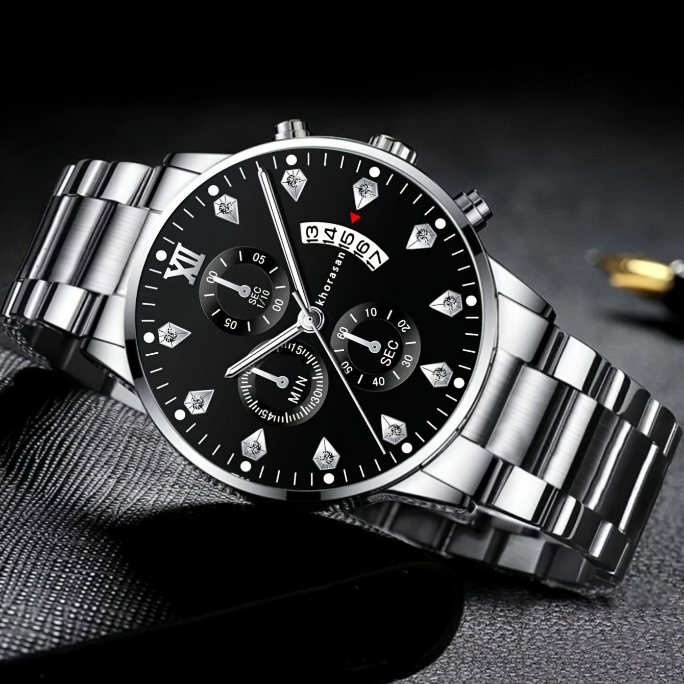 4pcs Men's Cool Trendy Silvery Watch + Chain Accessory Set, Quartz Movement, Zinc Alloy Case & Strap, Electronic Drive, Non-Rechargeable Battery, Round Dial, Pointer Display, Sports Style, Suitable for Him on Anniversary Birt - The Superior Findings Depot