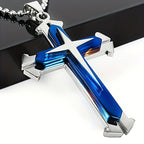 Stylish Cross Pendant Necklace - Cool Multi-Layered Design in 201 Stainless Steel Square Chain - Suitable for Women and Men's Daily Wear, Classic Jewelry Accessory for Outfits, Holidays, Valentine's Day, Mother's Day, Birthda - The Superior Findings Depot