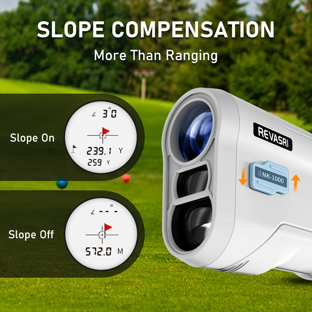 [REVASRI Golf Rangefinder] REVASRI Golf Rangefinder with Slope And Pin Lock Vibration | External Slope Switch for Golf Tournament Legal | 1000YDS Laser Range Finder with Rechargeable Battery - The Superior Findings Depot