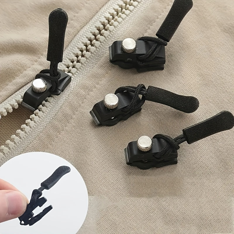 Set of 6 Universal Black Zipper Replacements - Detachable No Sewing