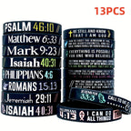 Silicone Wristbands with Inspirational Bible Verses - Black Religious Faith Bracelets for Men & Women, Motivational Scripture Quotes, Durable Comfort Fit for Daily Wear & Spiritual Encouragement, Faith Accessories, Spiritual - The Superior Findings Depot