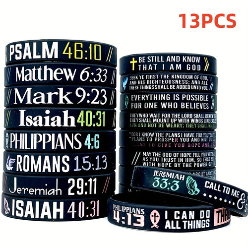 Silicone Wristbands with Inspirational Bible Verses - Black Religious Faith Bracelets for Men & Women, Motivational Scripture Quotes, Durable Comfort Fit for Daily Wear & Spiritual Encouragement, Faith Accessories, Spiritual - The Superior Findings Depot