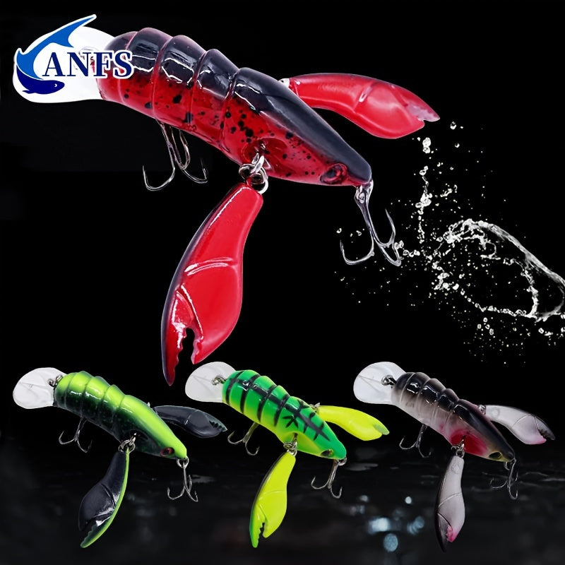 1pc ANFS Jointed Craw Lure - Realistic Artificial Fishing Bait with Multiple Hooks, Vibrant Red & Black Design, Durable ABS Material for Bass, Walleye, Crappie - Ideal for Christmas, Valentine'S Day, Father'S Day Gifts, Bass - The Superior Findings Depot