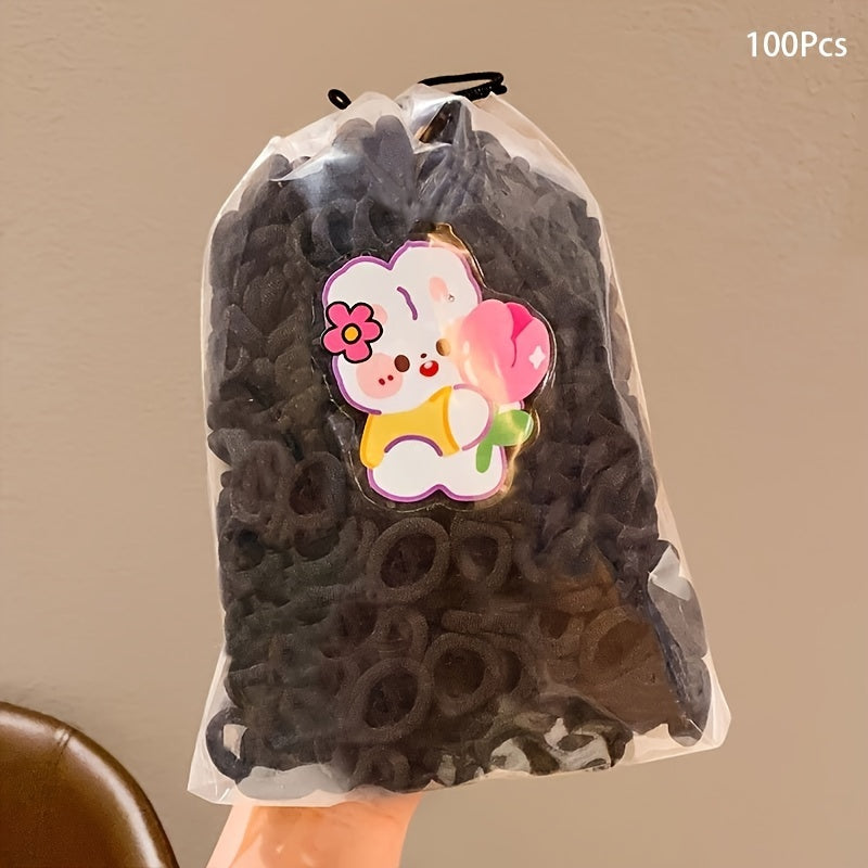 100 Pcs/Bag Children Cute Cartoon Elastic Hair Bands, Girls Lovely Srunchies Rubber Bands, Kid Hair Accessories, Ideal choice for Gifts - The Superior Findings Depot