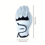 URK Men'S Breathable Mesh Anti-Slip Golf Glove - Left Hand, Comfortable Grip, White with Black Stitching, Perfect for the Course Experience, Golf Accessorie