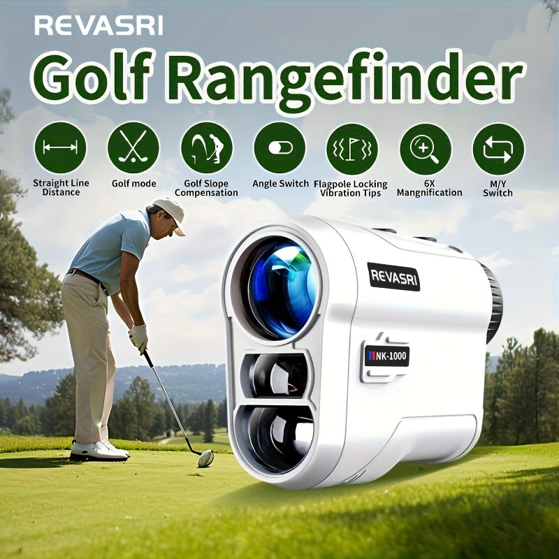 [REVASRI Golf Rangefinder] REVASRI Golf Rangefinder with Slope And Pin Lock Vibration | External Slope Switch for Golf Tournament Legal | 1000YDS Laser Range Finder with Rechargeable Battery - The Superior Findings Depot