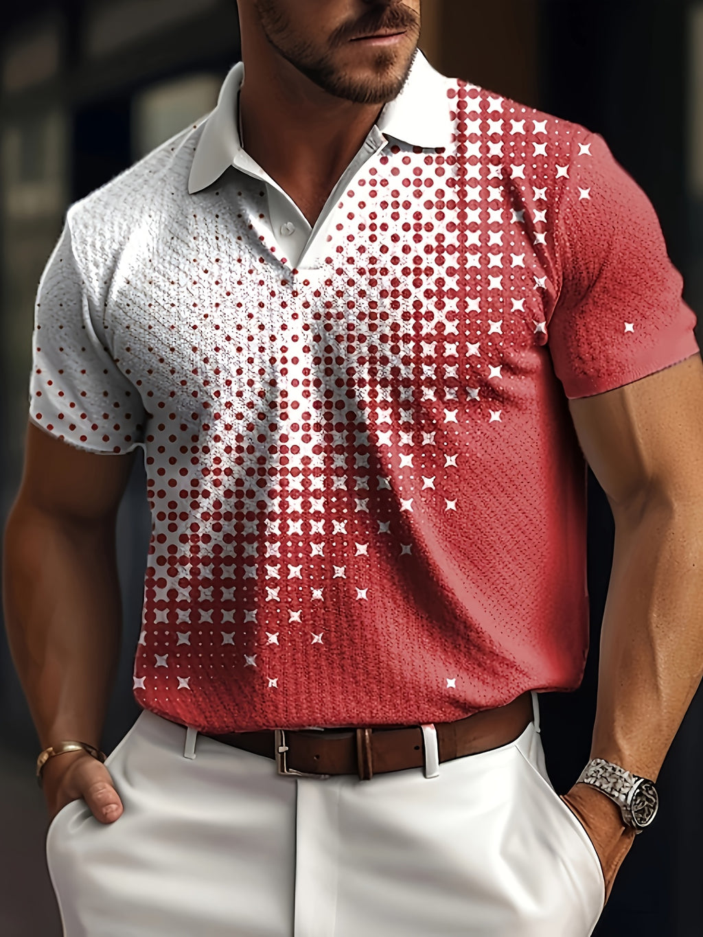 Men's Gradient Short Sleeve Golf Shirts - Casual Regular Fit Summer