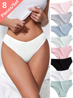 8-Pack Women's Thigh-High Panties Breathable Comfort Stretch Solid Color Briefs for Everyday Home Wear - The Superior Findings Depot