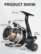 BILLINGS EK 1000~7000 Series, 5.2:1 Gear Ratio, 26LB Max Drag, Aluminum Alloy Metal Spool, Spinning Fishing Reel, For Freshwater Saltwater, Ambidextrous, Rotating, PA (Polyamide, Nylon) Major Material, Mixed Color, 1 Product - The Superior Findings Depot