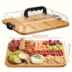 1pc Cheese Tray with Transparent Acrylic Cover | Portable Deli Platter for Camping, Parties, Restaurants | Ideal for Holiday Appetizers, Delicatessen and Snack Serving, Backs as Cutting Board, Party Snack Organizer, Safe Snap - The Superior Findings Depot