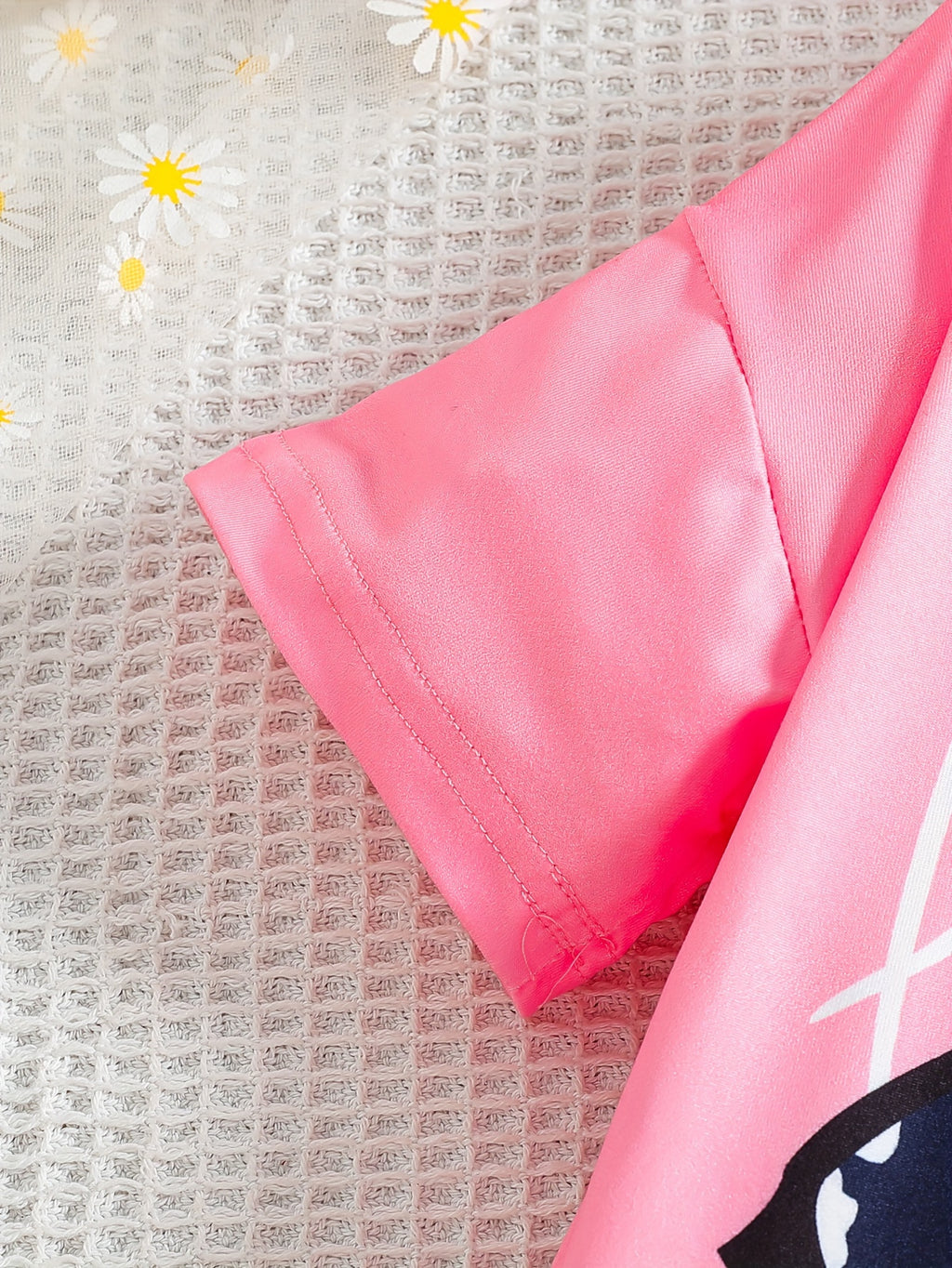 2pcs Girls' Clothing Party Slogan Large Glasses Print Pattern Drop Shoulder Irregular Hem Design Loose Short Sleeve T-Shirt + Floral Print Skinny Nine-Tenths Bottoms Set Girls' Summer Outfit Holiday Gift Girls' Fashion Casual - The Superior Findings Depot