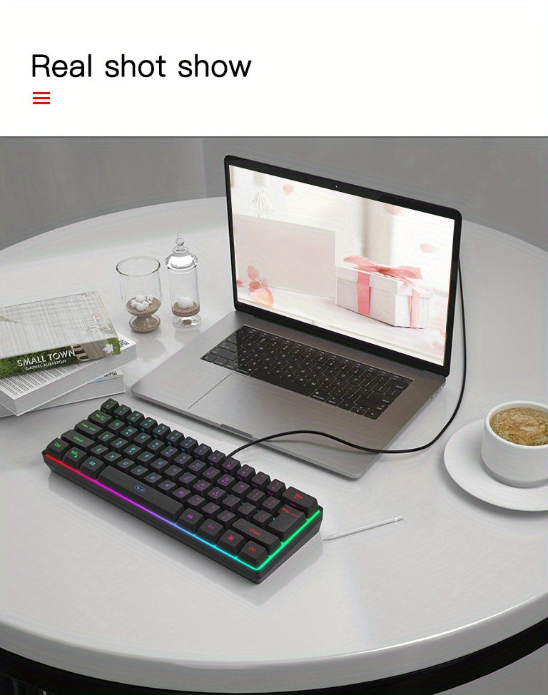 MageGee Mini 60% Gaming/Office Keyboard, Keycap Type Wired RGB Backlit Compact Computer Keyboard for Windows/Mac/Laptop, Laptop Accessory, Modern Keyboard, Sturdy Construction, Adjustable Lighting, Students - The Superior Findings Depot