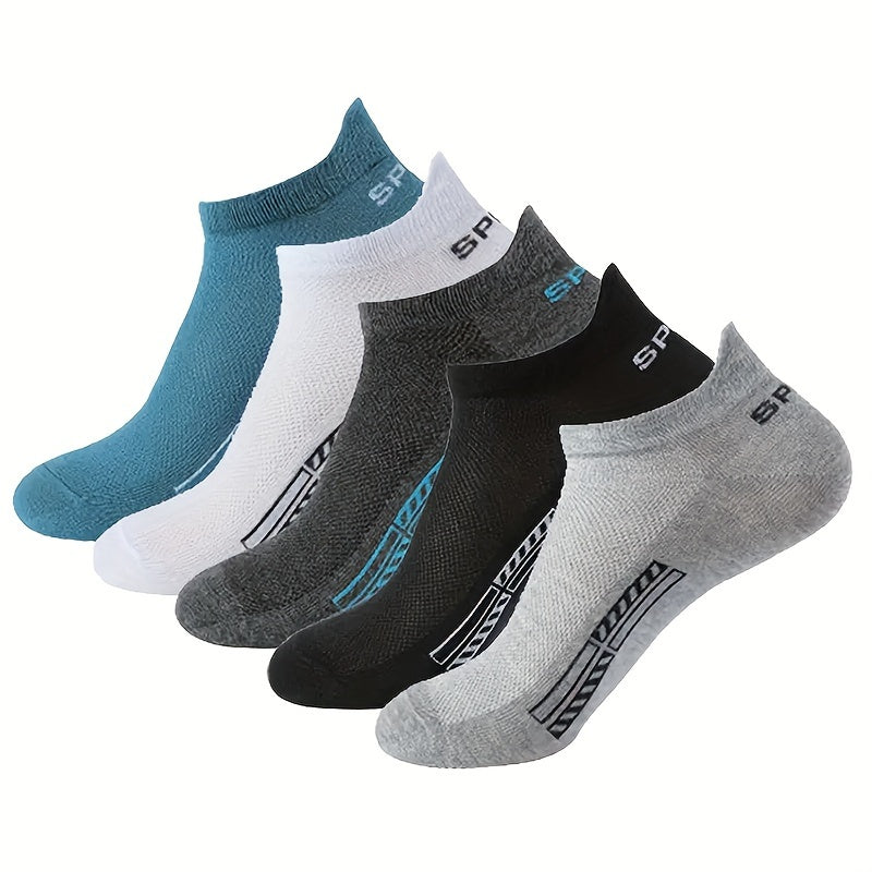 5 Pairs Unisex Graphic Letter Socks - Breathable, Moisture-Wicking, Low-Cut Ankle Socks for Sports, Fitness, and Casual Wear - Soft, Stretchy, and Comfortable Women's Stockings and Hosiery - The Superior Findings Depot