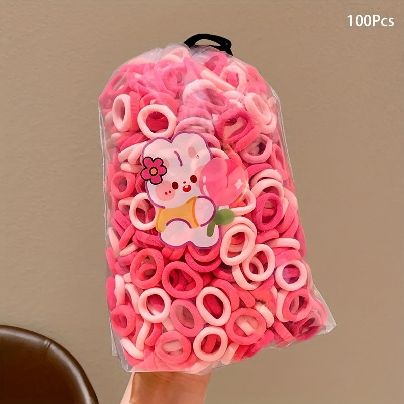100 Pcs/Bag Children Cute Cartoon Elastic Hair Bands, Girls Lovely Srunchies Rubber Bands, Kid Hair Accessories, Ideal choice for Gifts - The Superior Findings Depot