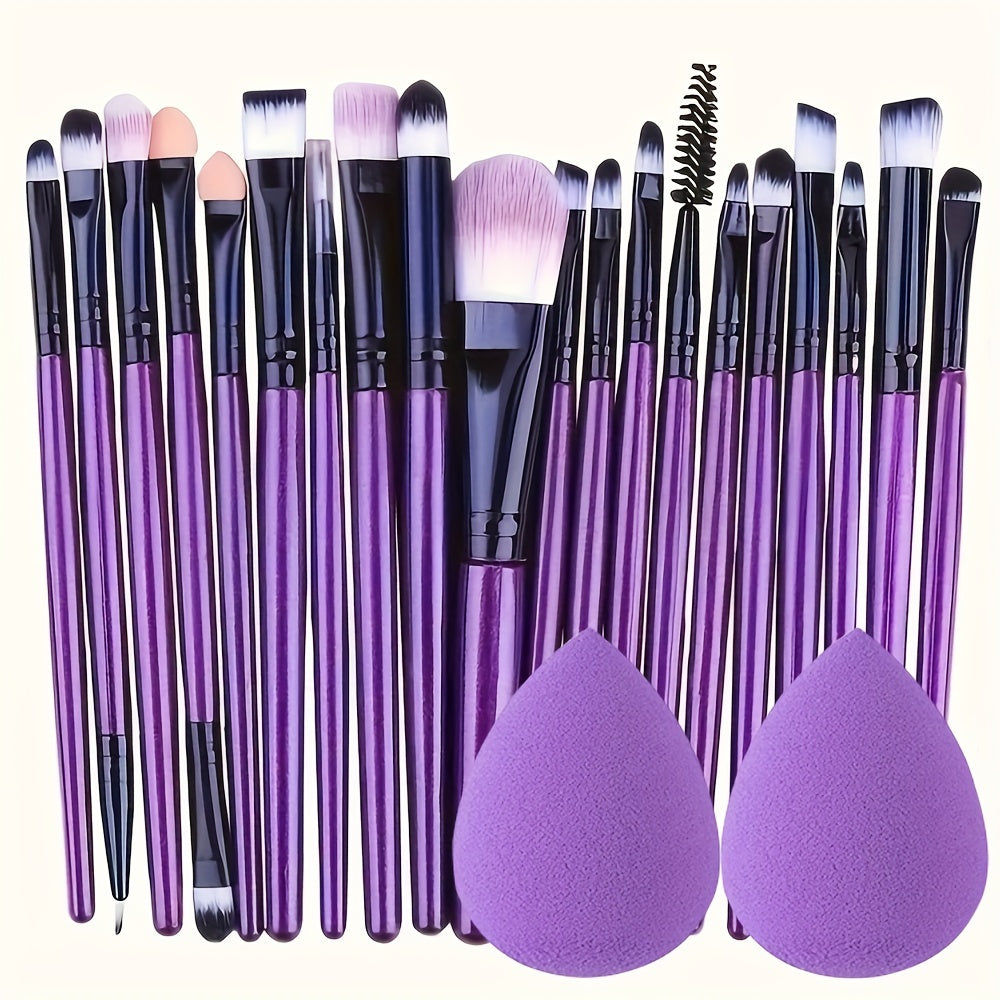 20-Piece Hypoallergenic Makeup Brush Set with Nylon Bristles - Luxe Palm Brushes for Foundation, Blush, Eye Shadow, Eyebrow, & Lip, All Skin Types, ABS Rod - Professional & Beginner Kit, Travel-Friendly - The Superior Findings Depot