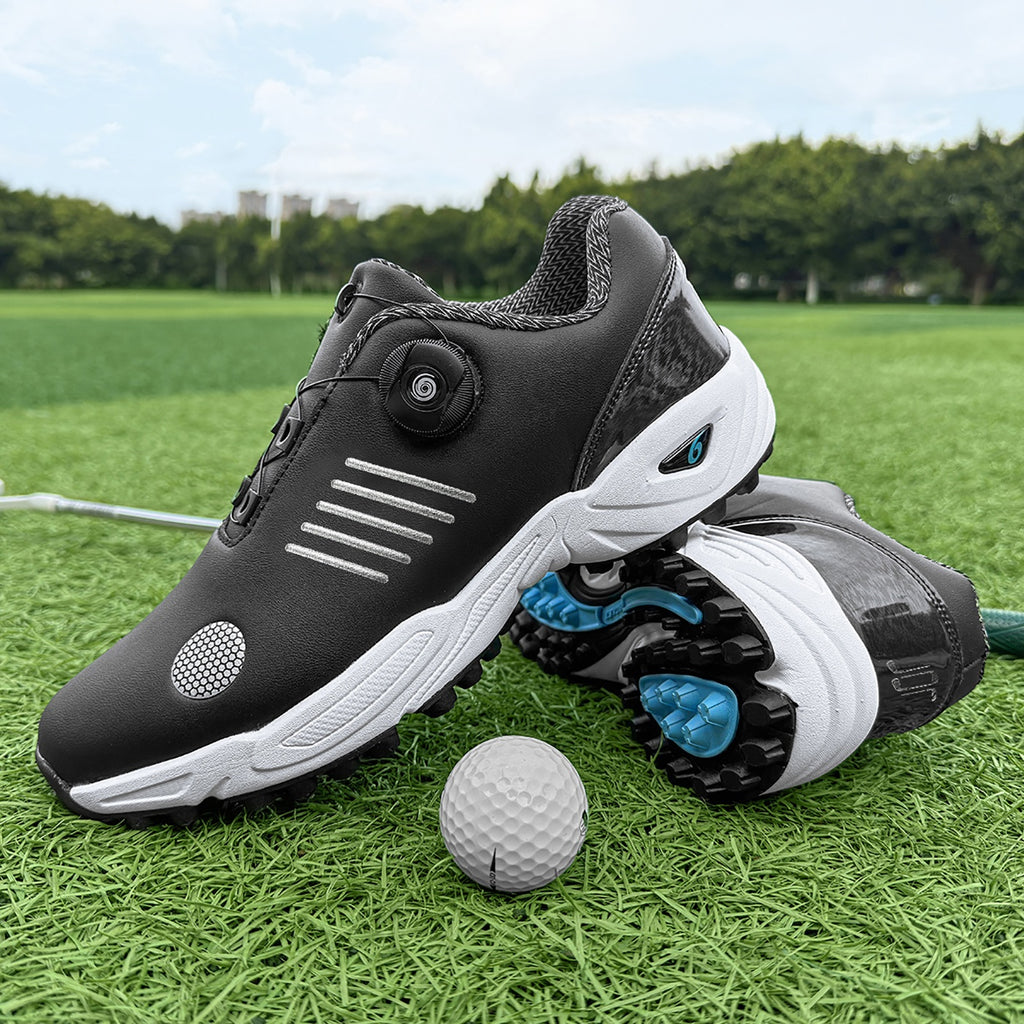 Men's Lightweight Golf Shoes with All-Day Traction - Breathable Synthetic & Rubber Sole for Grass Courses, Casual Wear & Outdoor Sports - White/Black Design, Casual Wear Shoes | Casual Athletic Design | Durable Rubber Sole, G