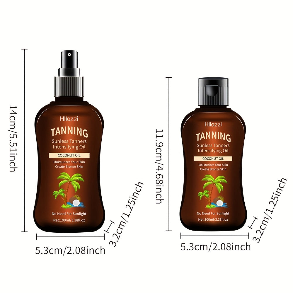 [Waterproof | Long-Lasting] Hllozzi Waterproof & Long-Lasting Coconut Tanning Oil Spray & Flip Bottle Set - Moisturizing Sunless Tanner for Indoor & Outdoor Use, Oxyphthalate-Free, Easy to Carry, Unisex-adult, All Skin Types, - The Superior Findings Depot