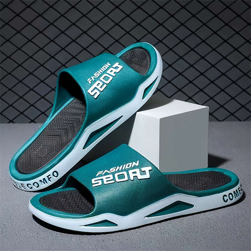 Men's Sporty Flip-Flops EVA, Non-Slip Comfortable Round Toe Design, Durable All-Season Footwear for Indoor/Outdoor Use, Beach, Hiking & Daily Wear, White with Black Accents, Beach Footwear, Sporty Flipflops, EVA Sandals - The Superior Findings Depot