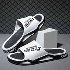 Men's Sporty Flip-Flops EVA, Non-Slip Comfortable Round Toe Design, Durable All-Season Footwear for Indoor/Outdoor Use, Beach, Hiking & Daily Wear, White with Black Accents, Beach Footwear, Sporty Flipflops, EVA Sandals - The Superior Findings Depot