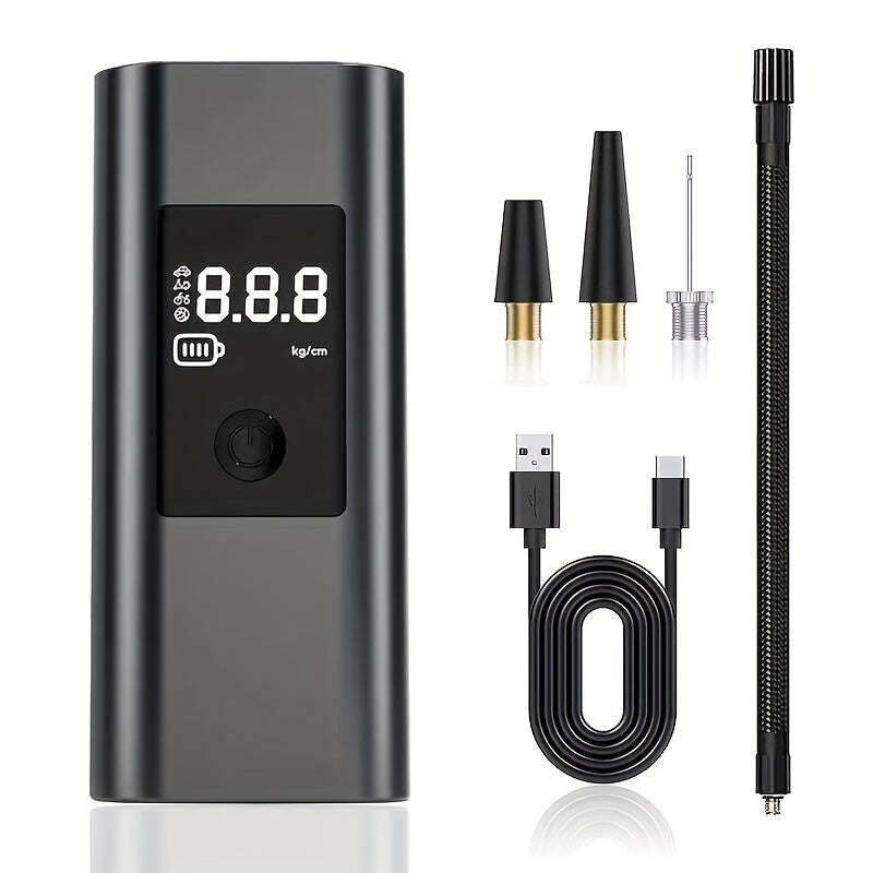 Portable Tire Inflator Air Compressor - 3000mAh Cordless Air Pump with Digital Tire Pressure Gauge, LCD Display, Suitable for Cars/Motorcycles/E-Bikes/Balls,  Compact Design - The Superior Findings Depot