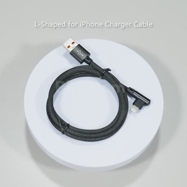 L-Shaped USB Cable for Fast Charging for Iphone Models 14, 13, 12, 11, X, 8, 7, 7 Plus, 6, 6S, And 5, As Well As for Ipad.