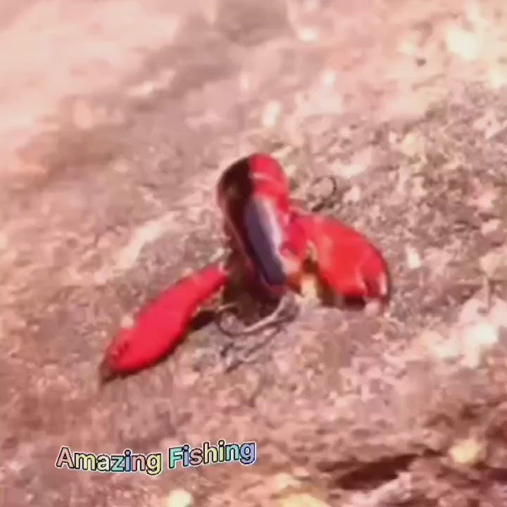 1pc ANFS Jointed Craw Lure - Realistic Artificial Fishing Bait with Multiple Hooks, Vibrant Red & Black Design, Durable ABS Material for Bass, Walleye, Crappie - Ideal for Christmas, Valentine'S Day, Father'S Day Gifts, Bass