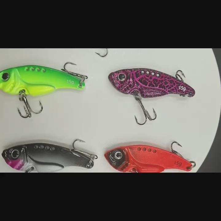 I-X-FIN Metal VIB Fishing Lure - 7g/0.25oz, 10g/0.35oz, 15g/0.53oz Jig Vibrate Hard Bait ene-Spinner, Saltwater &amp; Freshwater Compatible, i-Zinc Alloy, Ilungele i-Bass, i-Pike, kanye ne-Perch, i-Fishing Tackle|I-Vibrating Lure|I-Durable Fishin