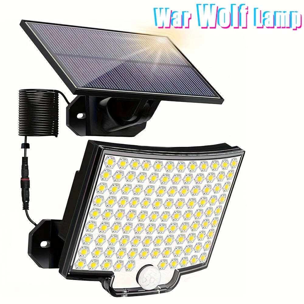 [Solar Wall Sconce] solar wall sconce, 106 LED solar outdoor light with motion sensor, adjustable angle, yard garden solar wall sconce with 110inch cable - The Superior Findings Depot