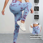 Women's High-Waisted Seamless Tie-Dye Leggings - Purple/White Marbled Tummy Control Pants, Asymmetrical Hem & Opaque Full-Length Stretch for,, - Spring/Fall Outdoor Wear (Machine Washable) - The Superior Findings Depot